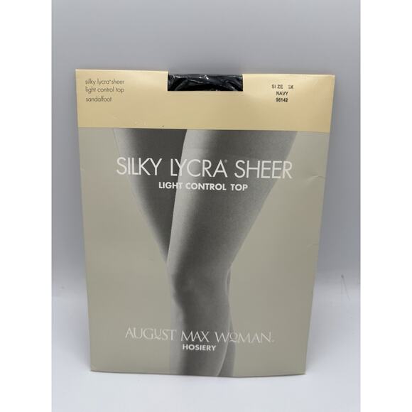 August Max Hosiery Silky Lycra Sheer Light Control Top Womens Size 3X Navy New - Picture 1 of 2